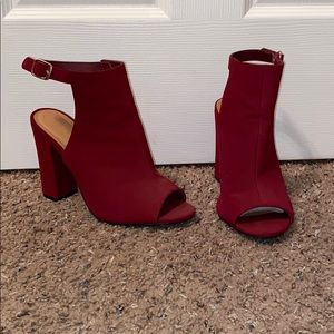 Burgundy chunky heels